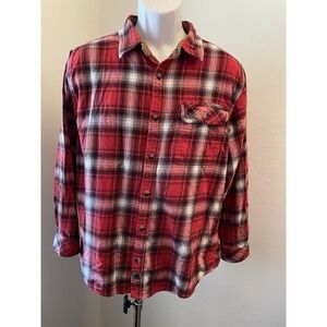 Legendary Whitetails Flannel Shirt‎ Mens Red Plaid Hunting Outdoor Long Sleeve L